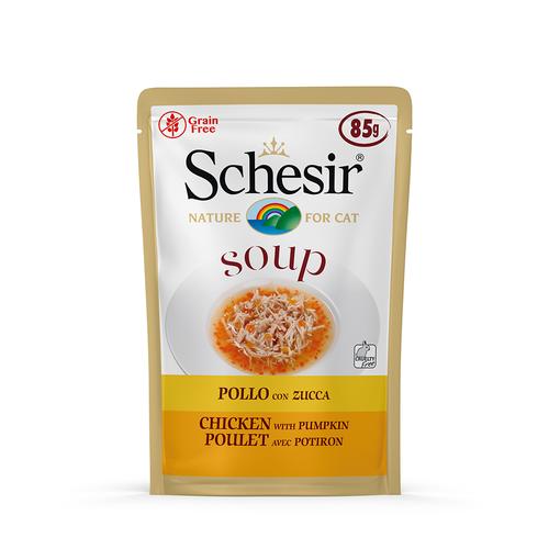 6 x 85g Soup Huhn mit Kürbis Schesir Katzenfutter nass