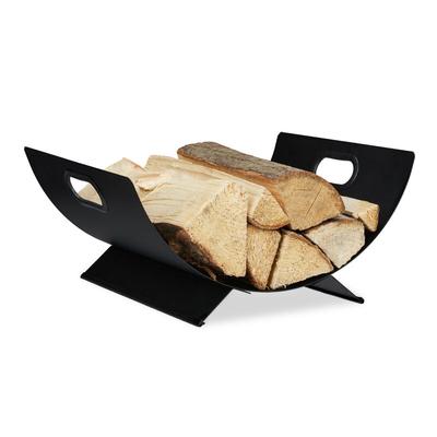 Relaxdays - Kaminholzkorb Metall, modern, Kaminholz Aufbewahrung innen, hbt: 18,5 x 40,5 x 33 cm, Image