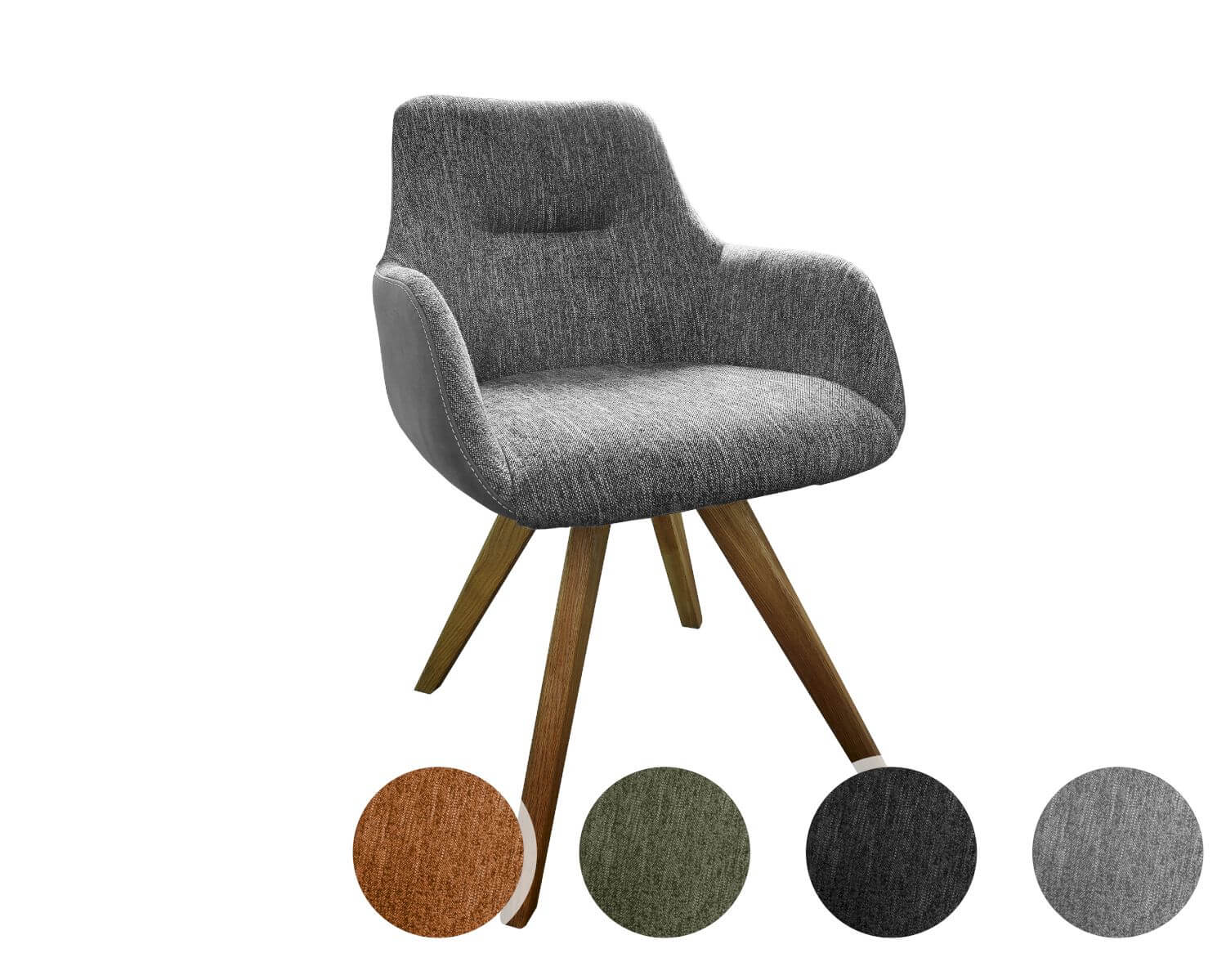 3S Frankenmöbel »Casa« Polstersessel mit Drehfunktion ST-0642 / Berry-Zeppelin 116 / black / Gestell: Eiche massiv