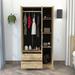 TUHOME Austral 3 Door Armoire with Drawers, Shelves, and Hanging Rod - N/A