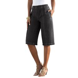 Plus Size Women's Complete Cotton Bermuda Short by Roaman's in Black Denim (Size 24 W) Shorts