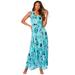 Plus Size Women's Sleeveless Crinkle Dress by Roaman's in Ocean Mixed Paisley (Size 42/44)