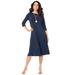 Plus Size Women's Ultrasmooth® Fabric Boatneck Swing Dress by Roaman's in Navy (Size 42/44)