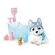 Simba 105953560 - Pamper Petz Husky mit Badewanne, mit Pumpfunktion, Trinkflasche, Schaumflasche, Wasserspritze, 25cm Spielzeug Hund, ab 3 Jahren