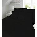 ELAFY Flannelette Sheets Set -Fitted Sheet + Flat Sheet + Pair of Pillow cases-100% Brushed Cotton Soft Flannelette Bed Sheets-Thermal Flannel Bed Sheets-Soft Extra Deep- (Black, King)