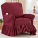 Red Barrel Studio® Textured Squares Ruffled Box Cushion Recliner Slipcover redPolyester | 2.36 H x 42 W x 42 D in | Wayfair
