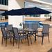 Lark Manor™ Alyah Rectangular 6 - Person 60" Long Outdoor Dining Set w/ Umbrella Metal in Black | 100 W x 80 D in | Wayfair