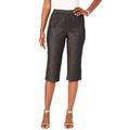 Plus Size Women's Button-Detail Comfort Stretch Capri Jean by Denim 24/7 in Black Denim (Size 16 W)