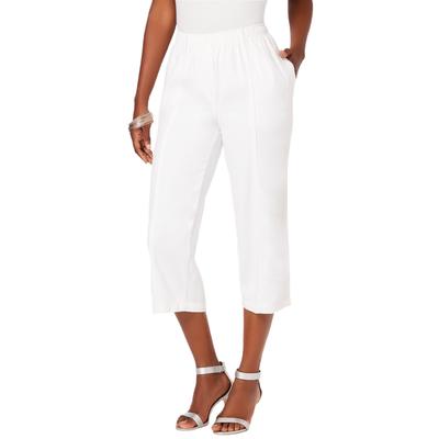Plus Size Women's Easy-Wear Straight Leg Capri by Roaman's in White Denim (Size 20 W)