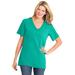 Plus Size Women's Perfect Short-Sleeve V-Neck Tee by Woman Within in Pretty Jade (Size 5X) Shirt