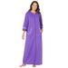 Plus Size Women's Long French Terry Robe by Dreams & Co. in Plum Burst (Size M)