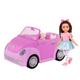 Glitter Girls Puppe Candice mit Cabrio – Bewegliche 36 cm Puppe mit Auto, Puppenkleidung, Zubehör und braunen langen Haaren zum Frisieren – Spielzeug ab 3 Jahren (8 Teile)