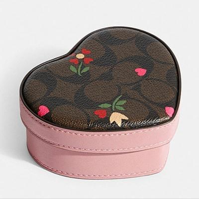 Coach Accessories | Coach Heart Trinket Box With Heart Petal Print | Color: Brown/Pink | Size: 4 1/2" X 4" X 2"