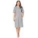 Plus Size Women's Short French Terry Robe by Dreams & Co. in Heather Grey (Size L)