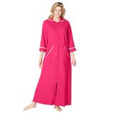 Plus Size Women's Long French Terry Robe by Dreams & Co. in Pink Burst (Size M)