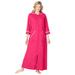 Plus Size Women's Long French Terry Robe by Dreams & Co. in Pink Burst (Size M)