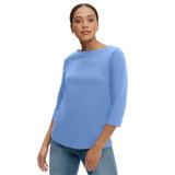 Plus Size Women's Boatneck Tee With Three-Quarter Sleeves by ellos in French Blue (Size 26/28)
