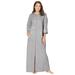 Plus Size Women's Long French Terry Robe by Dreams & Co. in Heather Grey (Size 2X)