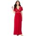 Plus Size Women's Long Lace Top Stretch Knit Gown by Amoureuse in Classic Red (Size 1X)