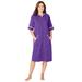 Plus Size Women's Short French Terry Robe by Dreams & Co. in Plum Burst (Size 2X)
