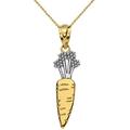 Solid Two Tone 14 ct Gold Yellow Gold Carrot Vegetable Pendant Necklace Necklace (Available Chain Length 16"- 18"- 20"- 22") 22"
