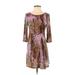 Casual Dress: Purple Print Dresses - Women's Size X-Small