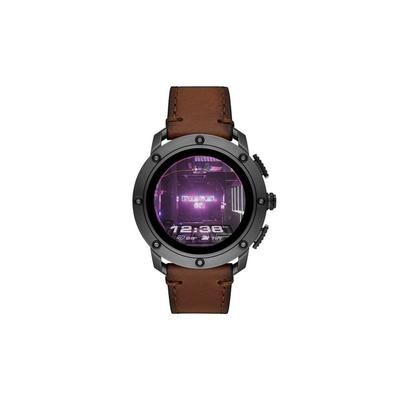 DIESEL Axial-Smartwatch mit braunem Lederarmband