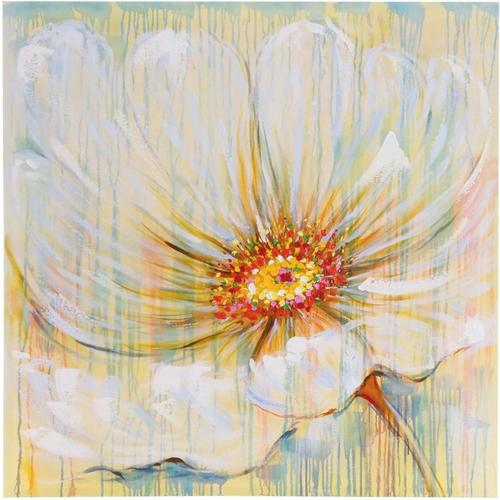 Wandbild Weiße Blume, 100% handgemaltes Ölgemälde Gemälde XL, 100x100cm