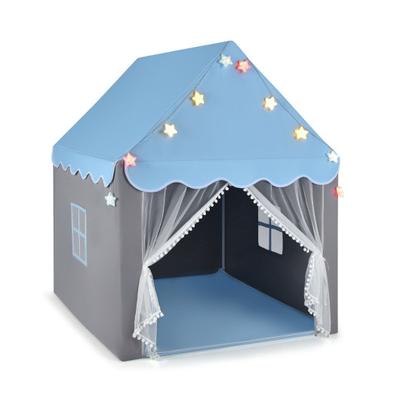 Costway Kids Playhouse Tent with Star Lights and Mat-Blue