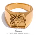 Yhpup – bague solaire abstraite en acier inoxydable bijou de charme géométrique à la mode en métal