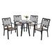 MFSTUDIO 5 Piece Metal Outdoor Patio Dining Set - 1 Table and 4 Metal Chairs of Textilene Seat