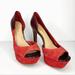 Jessica Simpson Shoes | New. Jessica Simpson Red Suede Crimson Leather Platform Heels. | Color: Red | Size: 8.5