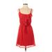 Forever 21 Casual Dress - Mini Scoop Neck Sleeveless: Red Solid Dresses - Women's Size Small