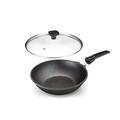 Home Icon Induction Wok With Lid Non Stick and Detachable Handle 28 cm - Large Wok Pan for Induction Gas and Electric Hobs - Wok for Healthy Cooking