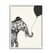 Stupell Industries Elephant w/ Derby Hat Holding Black Balloon Art in White | 14 H x 11 W x 1.5 D in | Wayfair ak-309_wfr_11x14