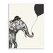 Stupell Industries Elephant w/ Derby Hat Holding Black Balloon Art in White | 15 H x 10 W x 0.5 D in | Wayfair ak-309_wd_10x15