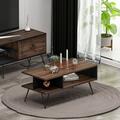 17 Stories Milestone Coffee Table - Living Room Table - Side Table Wood in Brown | 15.74 H x 35.43 W x 17.71 D in | Wayfair