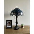 Canora Grey Berney Tiffany Table Lamp Dragonfly Stained Glass LED Bulbs Included H22" W12" Resin/Glass in Blue | 22 H x 12 W x 12 D in | Wayfair