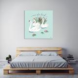 Red Barrel Studio® "Swan Lake V Mint" Gallery Wrapped Canvas By Janelle Penner Canvas in Blue | 30 H x 30 W x 1.5 D in | Wayfair