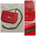 Anthropologie Bags | Anthropologie Faux Leather Crossbody Bag Purse Red Gold Chain Long Strap Zip | Color: Gold/Red | Size: Os