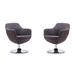 Caisson Grey and Polished Chrome Twill Swivel Accent Chair (Set of 2) - Manhattan Comfort 2-AC028-GY