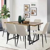 Wade Logan® Asparas 59 Inch 6-Person Dining Table Sets Wood/Upholstered/Metal in Black/Brown/Gray | 30 H x 31.5 W x 59 D in | Wayfair