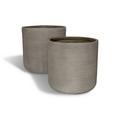 Set de 2 pots ronds en terre d'argile taupe 38/45cm