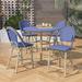 Lidia French Blue Aluminum 5-Piece Patio Counter-Height Table Set by Furniture of America