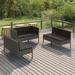 vidaXL 6 Piece Patio Lounge Set with Cushions Poly Rattan Gray - 22.4" x 27.2" x 27.2"