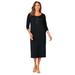 Plus Size Women's Knit T-Shirt Dress by Jessica London in Black (Size 16 W) Stretch Jersey 3/4 Sleeves