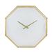 Mercer41 Stonebriar Modern 22" Gold Octagon Open Face Wall Clock Wood/Metal in Brown/White | 22 H x 22 W x 2.6 D in | Wayfair