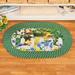 Green 19.5 W in Area Rug - August Grove® Cynthiana Birds On Fence Colorful Spring Scene Braided Accent Rug Oval Polyester | Wayfair