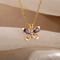 Collier papillon mignon pour femme cristal violet colliers de présidence esthétiques tour de cou