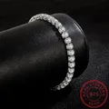 Bracelets de tennis en véritable argent regardé S925 bijoux étincelants diamant à haute teneur en